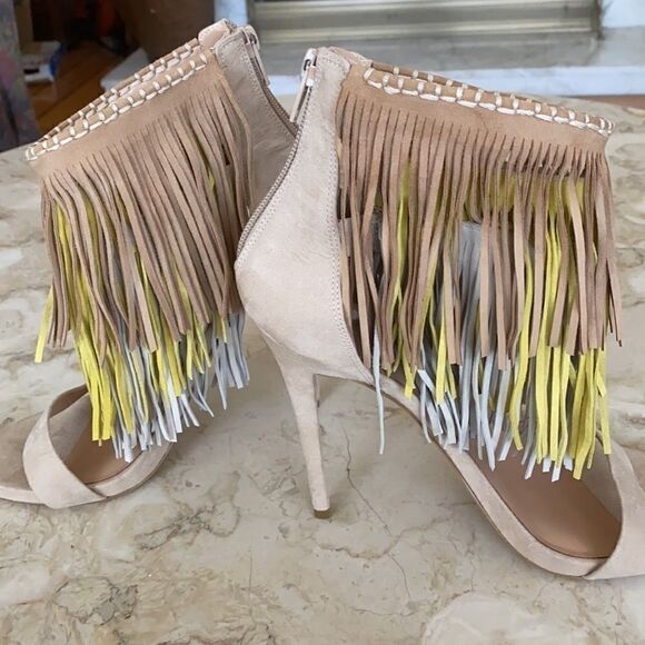Aldo Leather Fringe Stiletto Bootie Sandals - Picture 6 of 11